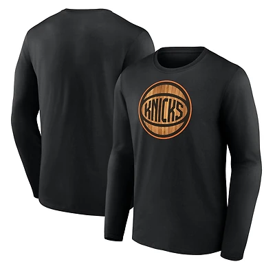 Men's  Black New York Knicks Hardwood Long Sleeve T-Shirt