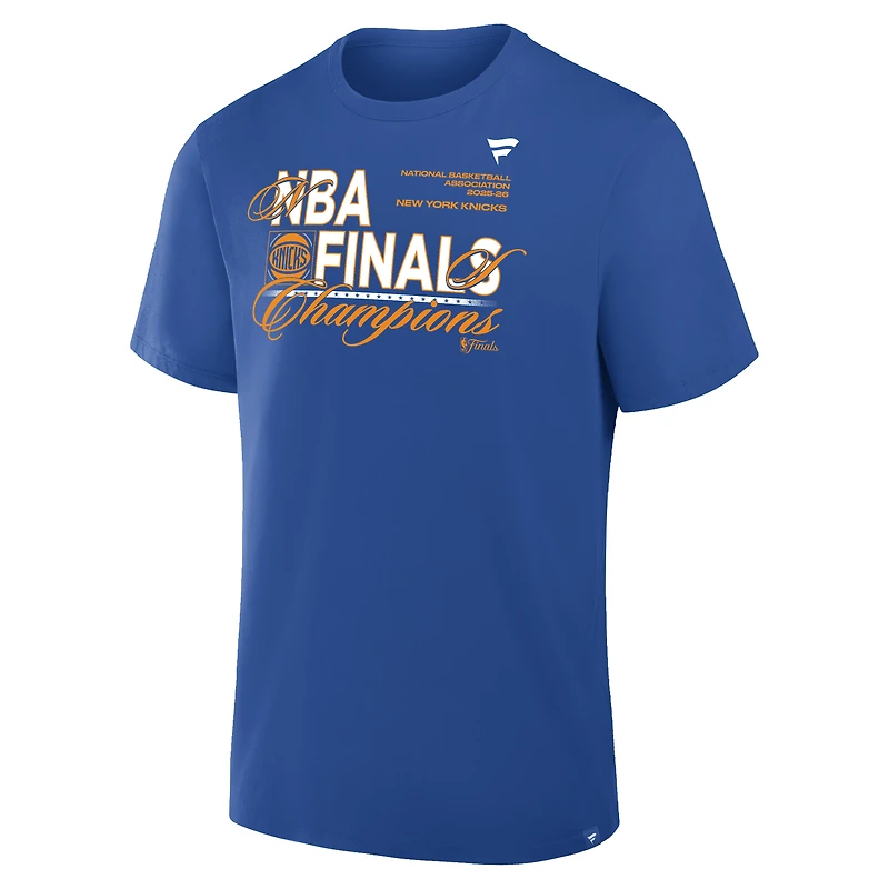 T-shirt bleu pour homme des New York Knicks, célébration de la victoire champions NBA en finale 2026