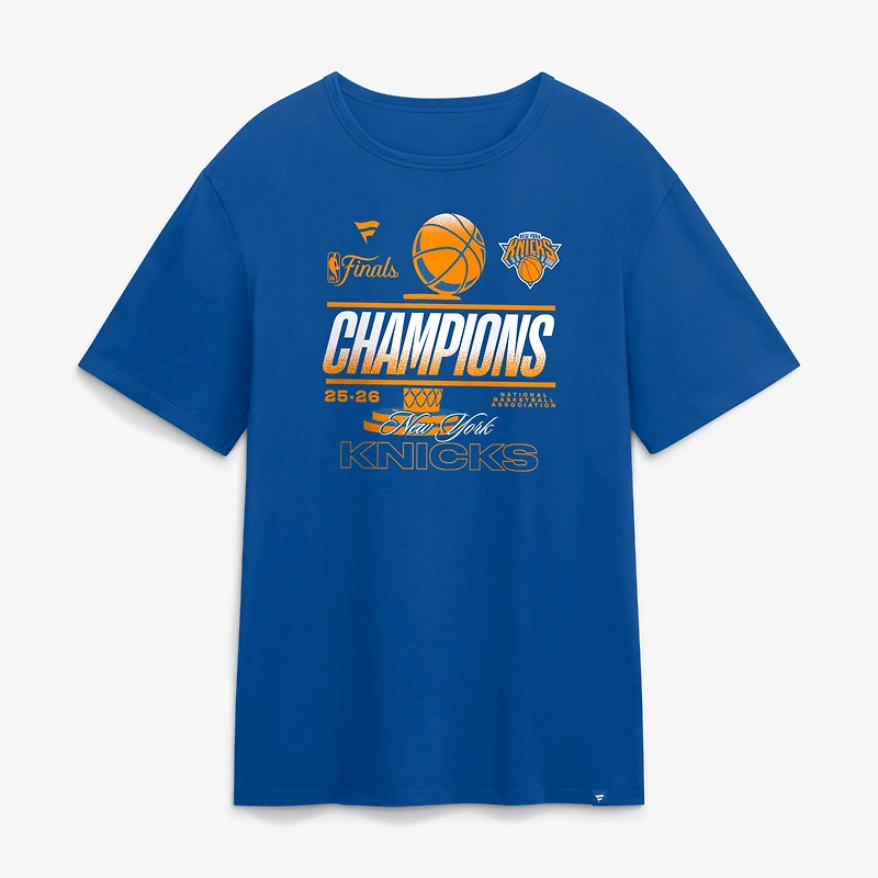 Men's Blue New York Knicks 2026 NBA Finals Champions Trophy T-Shirt