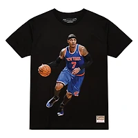 T-shirt noir pour homme Carmelo Anthony des New York Knicks avec nom et numéro de joueur ultime