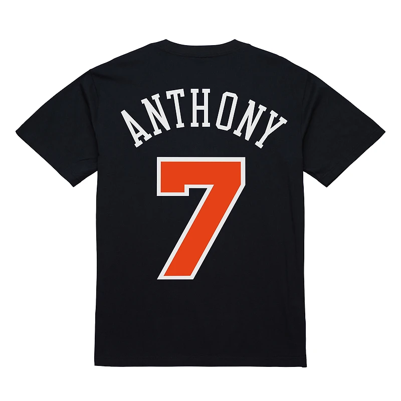 T-shirt noir pour homme Carmelo Anthony des New York Knicks avec nom et numéro de joueur ultime