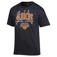 Men's Champion Black New York Knicks Goth Font Jersey T-Shirt