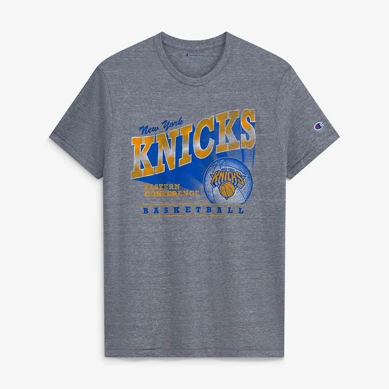 Men's Champion Gray New York Knicks Shooting Tri-Blend T-Shirt