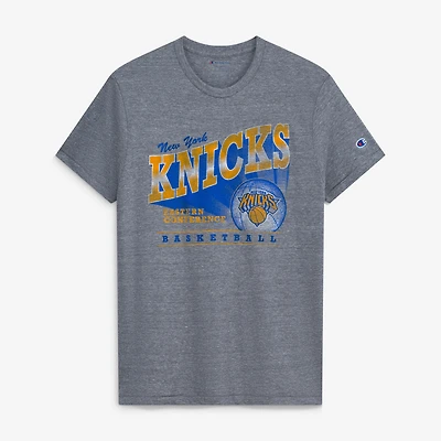 Men's Champion Gray New York Knicks Shooting Tri-Blend T-Shirt
