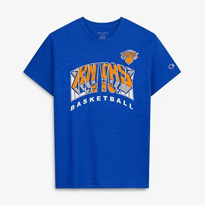 Men's Champion Royal New York Knicks Arch Logo Tri-Blend T-Shirt