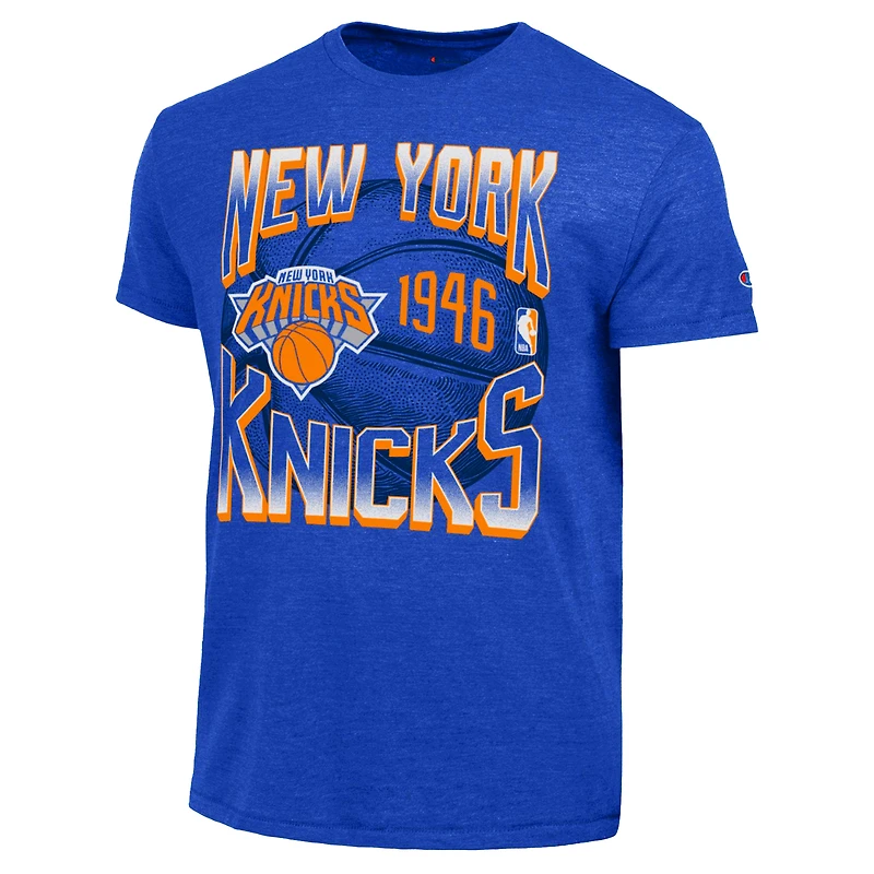 T-shirt homme Champion Royal New York Knicks Basketball Background Tri-Blend