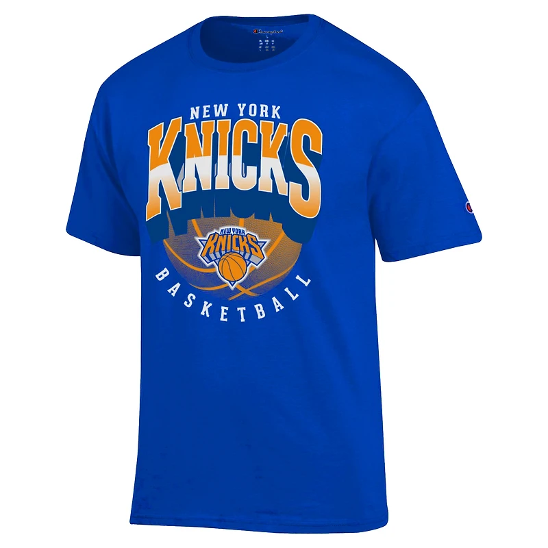 Men's Champion Royal New York Knicks Fade Jersey T-Shirt