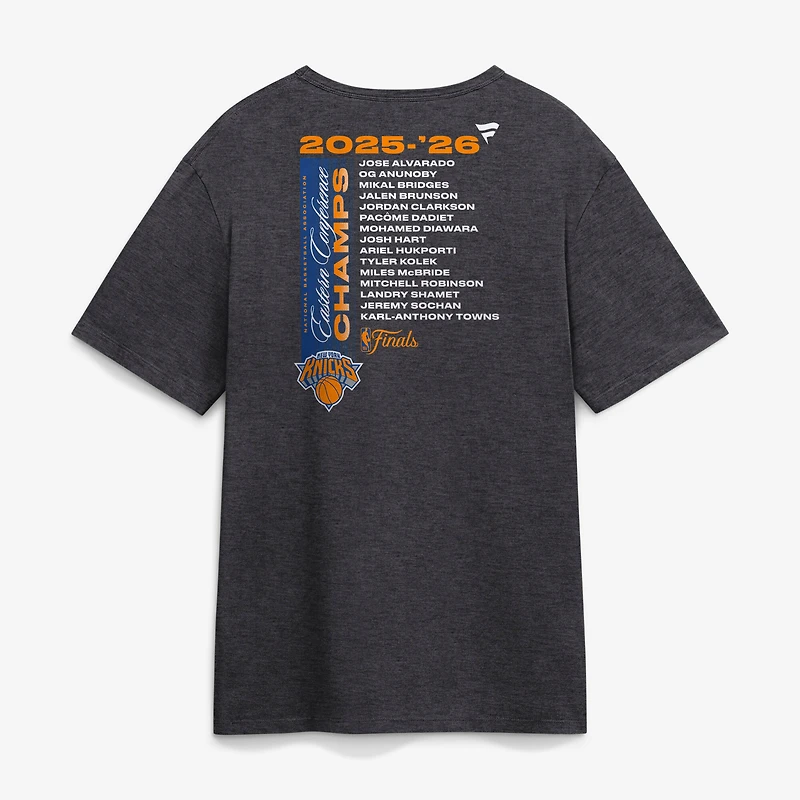 Men's Charcoal New York Knicks 2026 NBA Eastern Conference Champions Roster T-Shirt