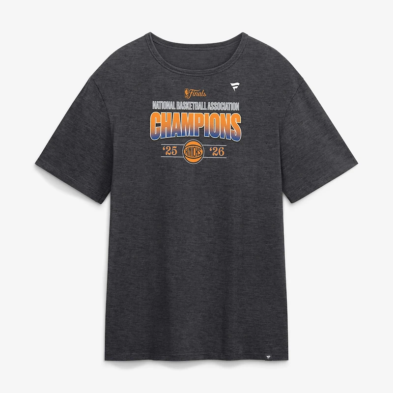 T-shirt homme New York Knicks, couleur anthracite, champions NBA 2026, avec l'effectif des joueurs.