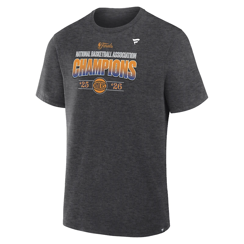 T-shirt homme New York Knicks, couleur anthracite, champions NBA 2026, avec l'effectif des joueurs.