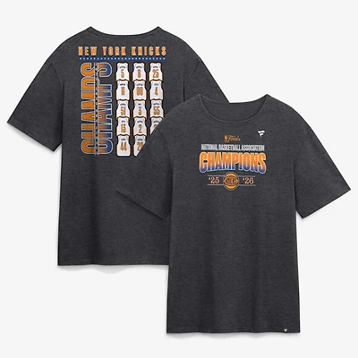 Men's Charcoal New York Knicks 2026 NBA Finals Champions Jersey Roster T-Shirt