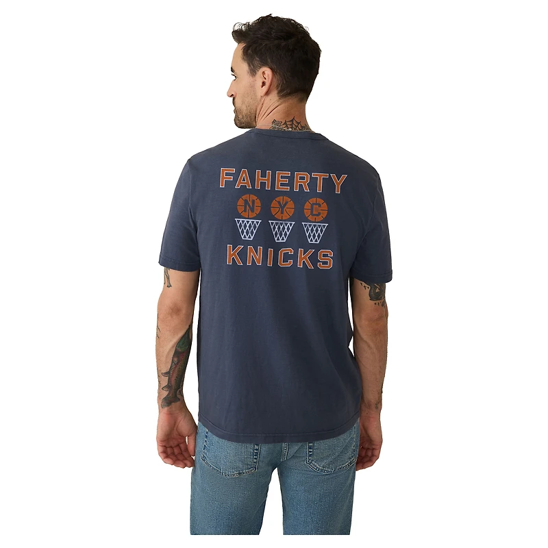 Men's FAHERTY  Navy New York Knicks Sunwashed T-Shirt