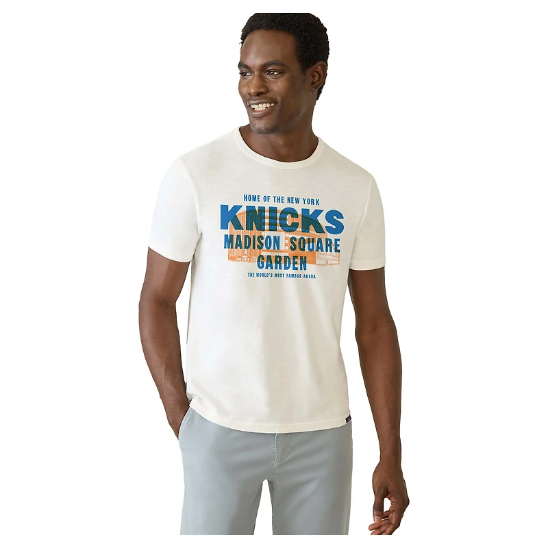 Men's FAHERTY White New York Knicks Madison Square Garden Sunwashed T-Shirt