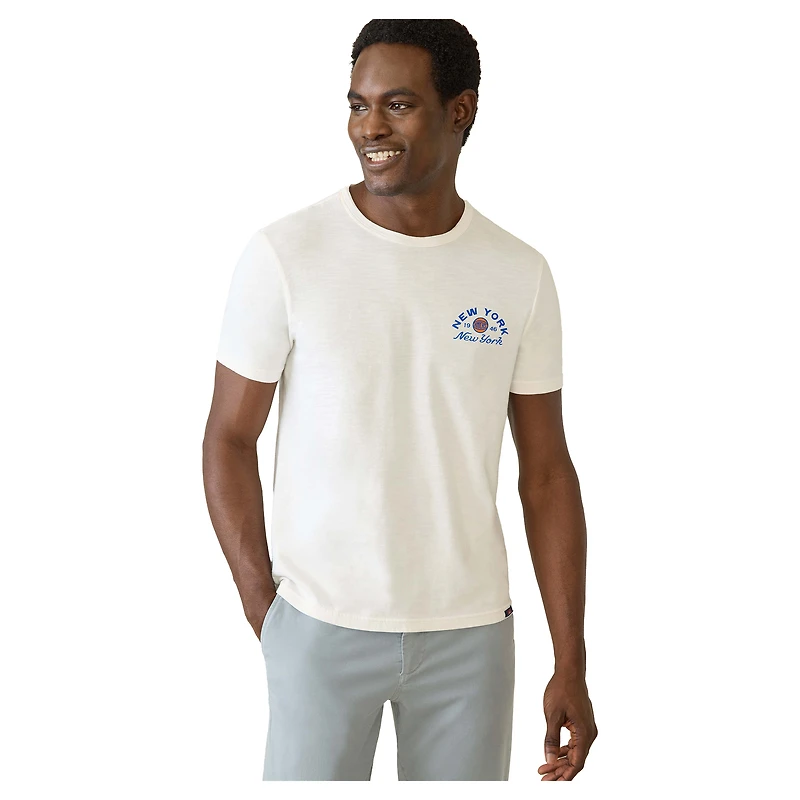 T-shirt FAHERTY blanc pour homme New York Knicks « So Nice They Named It Twice » délavé au soleil