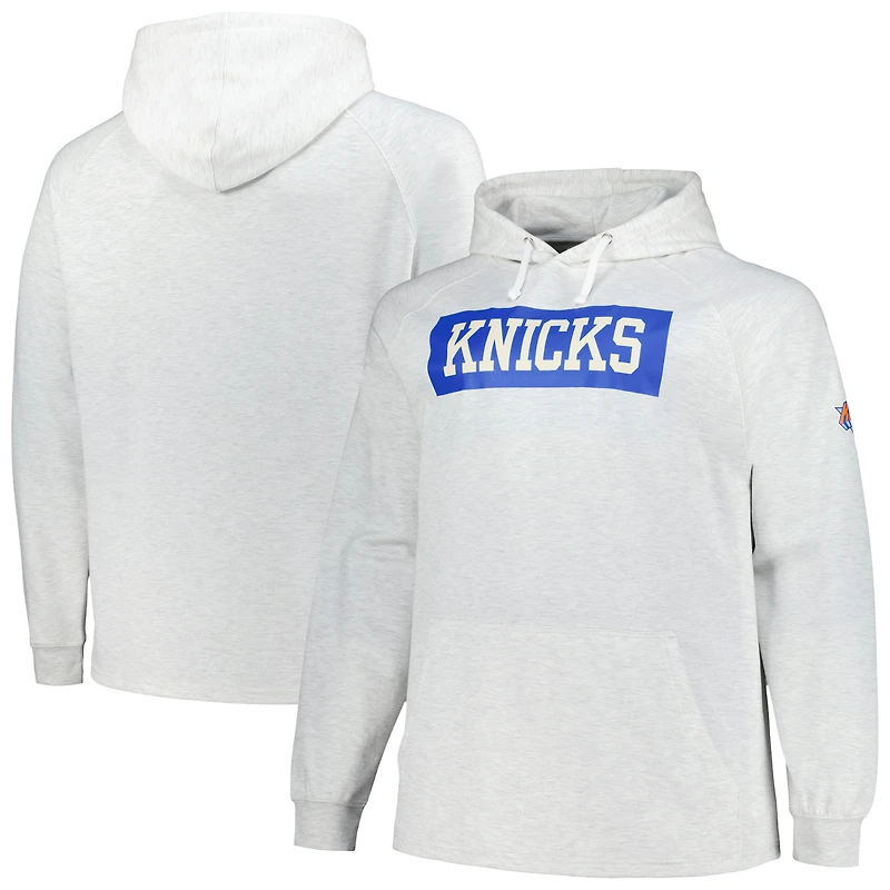 Fanatics Ash New York Knicks Big & Tall Raglan Tri-Blend Pull à capuche pour hommes