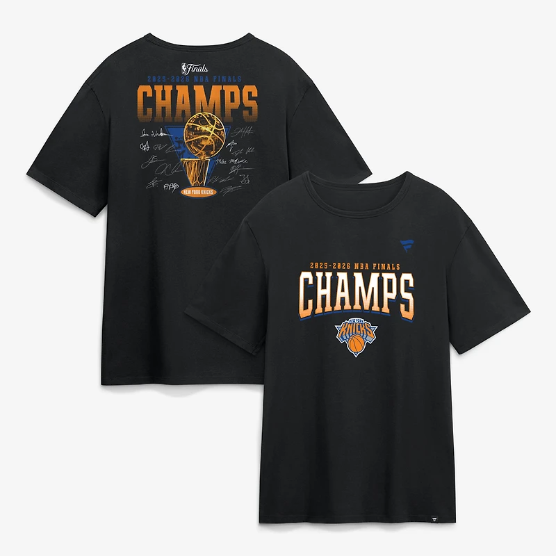 Men's Fanatics Black New York Knicks 2026 NBA Finals Champions Big & Tall Roster T-Shirt
