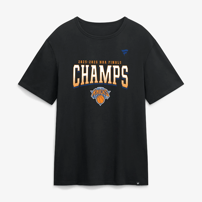T-shirt Fanatics noir pour homme, New York Knicks, champions des finales NBA 2026, grandes tailles