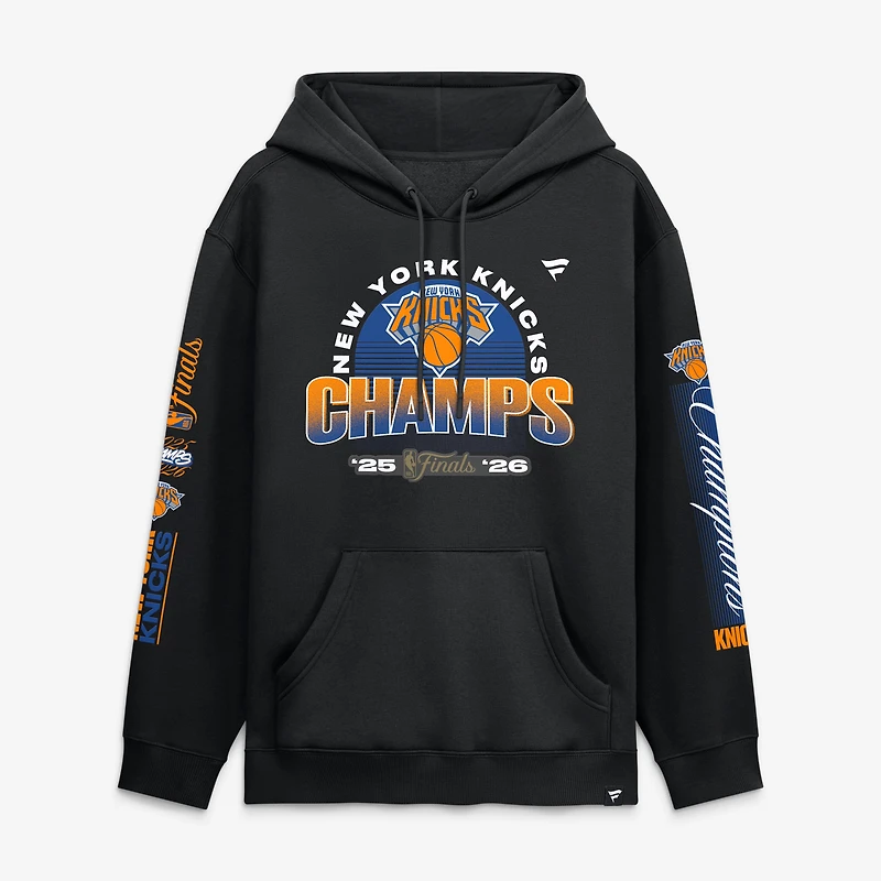 Sweat à capuche polaire Fanatics noir pour homme, New York Knicks, champions des finales NBA 2026