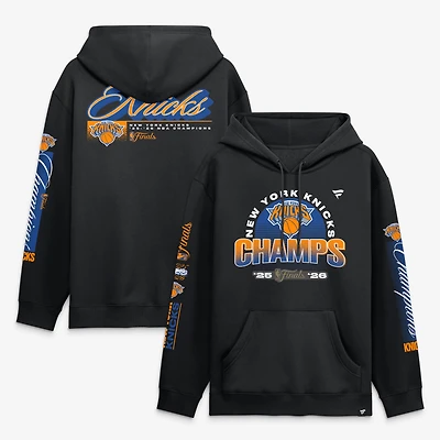 Sweat à capuche polaire Fanatics noir pour homme, New York Knicks, champions des finales NBA 2026