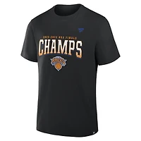 Men's Fanatics Black New York Knicks 2026 NBA Finals Champions Roster Trophy T-Shirt
