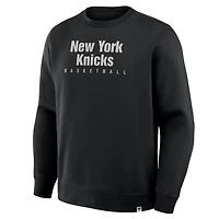 Men's Fanatics Black New York Knicks Crossover Collection Defensive Rotation Drill Premium Pullover Sweatshirt