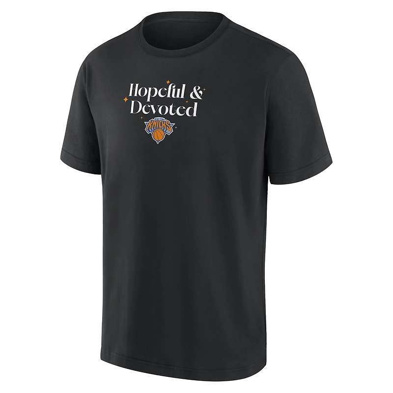 T-shirt épais Fanatics noir pour homme New York Knicks « Hopeful & Devoted »
