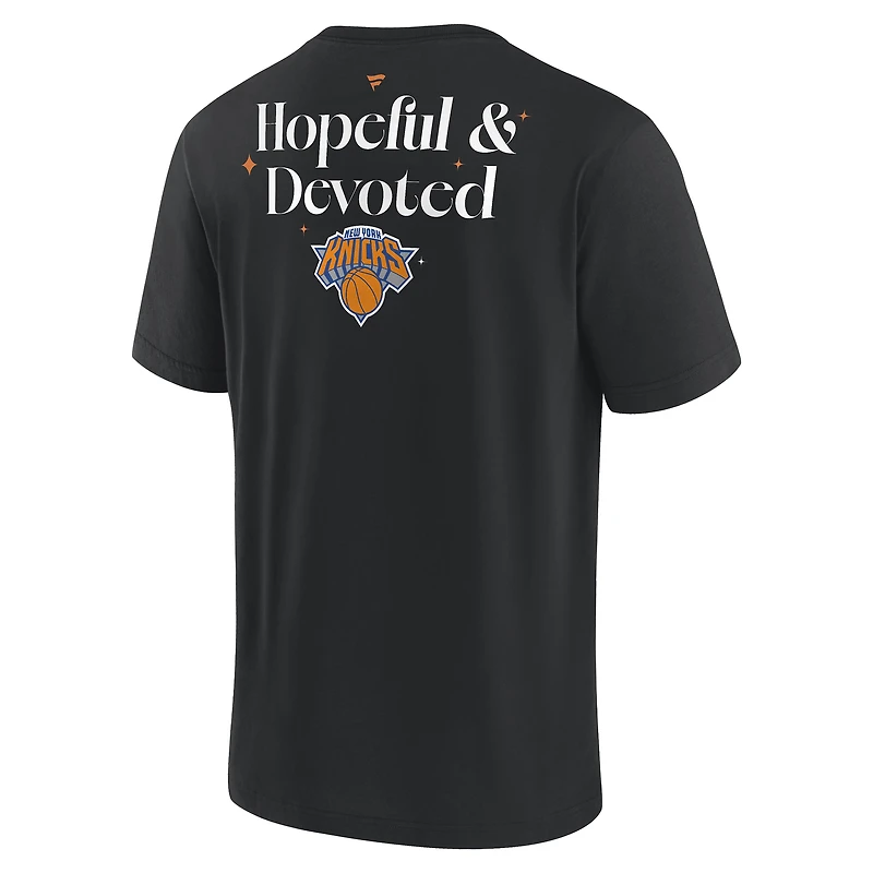 T-shirt épais Fanatics noir pour homme New York Knicks « Hopeful & Devoted »