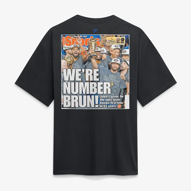 Men's Fanatics New York Knicks x Post 2026 NBA Finals Champions Newspaper Cover Heavyweight T-Shirt