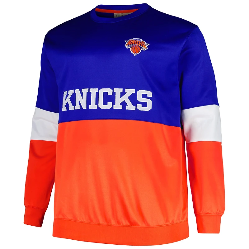 Sweat-shirt fanatiques bleu/orange New York Knicks Big & Tall Split pour hommes