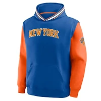 Sweat à capuche Fanatics bleu/orange New York Knicks Half Court Shot Clock Fastbreak pour homme