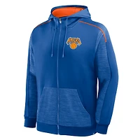 Men's Fanatics Blue New York Knicks Back Door Cut Play Defender Full-Zip Hoodie