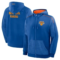 Sweat à capuche zippé bleu New York Knicks Back Door Cut Play Defender pour homme