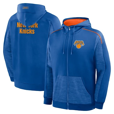 Sweat à capuche zippé bleu New York Knicks Back Door Cut Play Defender pour homme