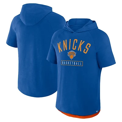 T-shirt à capuche raglan bleu fanatiques pour homme, New York Knicks, légende de la passe