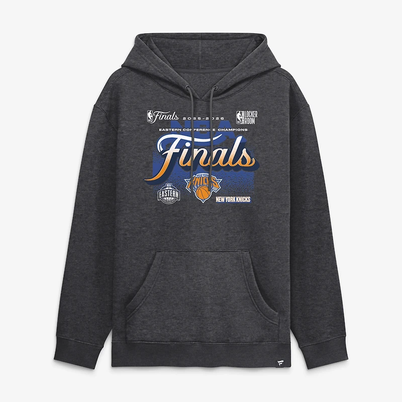 Sweat à capuche polaire Fanatics Charcoal New York Knicks 2026, champions de la Conférence Est NBA, pour homme