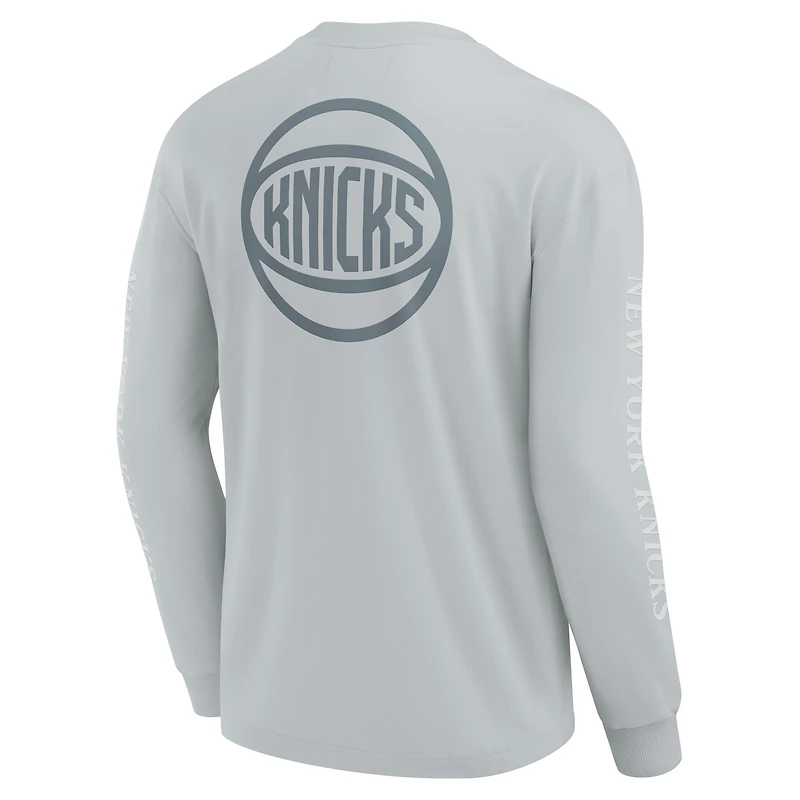 T-shirt à manches longues gris fanatiques pour hommes New York Knicks Elements Strive