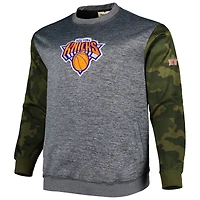 Men's Fanatics Heather Charcoal New York Knicks Big & Tall Camo Stitched Sweatshirt