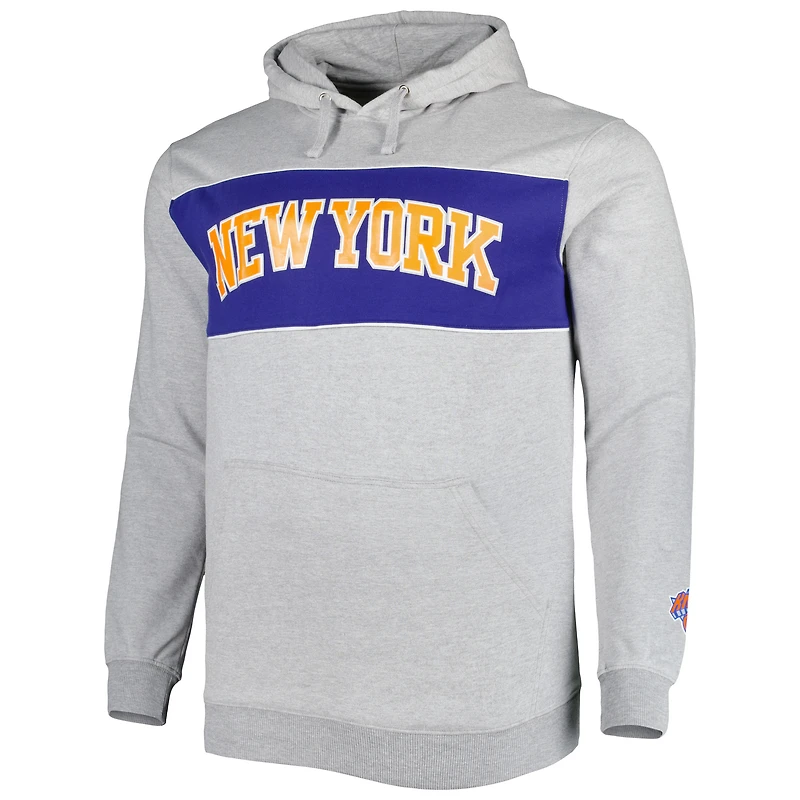 Sweat à capuche Fanatics Heather Grey New York Knicks Big & Tall pour hommes