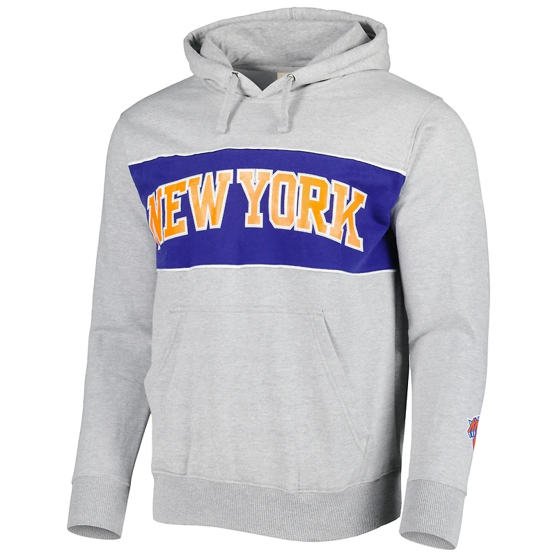 Men's Fanatics Heather Gray New York Knicks Wordmark French Terry Pullover Hoodie