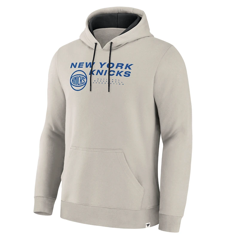 Sweat à capuche premium manches longues pour homme Fanatics Off White New York Knicks Crossover Collection Blocked Shot