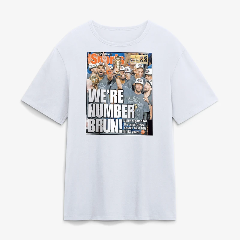 Men's Fanatics White New York Knicks x Post 2026 NBA Finals Champions Newspaper Cover T-Shirt