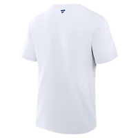 T-shirt Fanatics blanc pour homme, New York Knicks x Post, champions des finales NBA 2026, couverture de journal