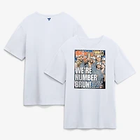 T-shirt Fanatics blanc pour homme, New York Knicks x Post, champions des finales NBA 2026, couverture de journal