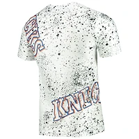 T-shirt FISLL New York Knicks blanc imprimé éclaboussures de feuille d'or pour homme
