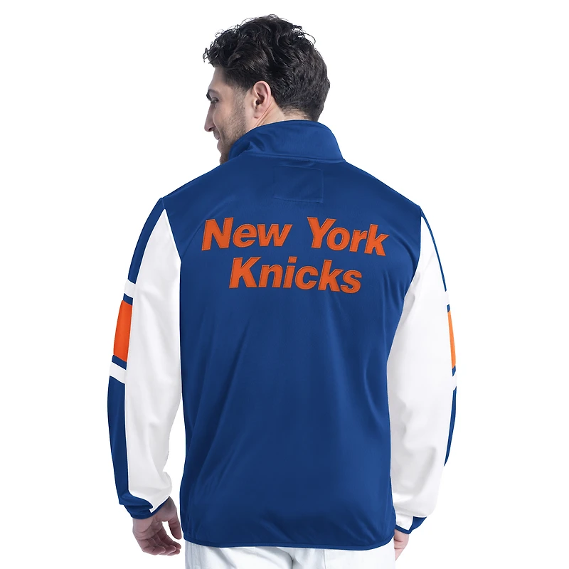 Men's G-III Sports by Carl Banks Blue/White New York Knicks Back Field Full-Zip Track Jacket
