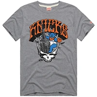 Men's Homage Gray New York Knicks  x Grateful Dead Skull Tri-Blend T-Shirt