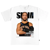 T-shirt blanc Jalen Brunson pour homme avec couverture du SLAM des New York Knicks