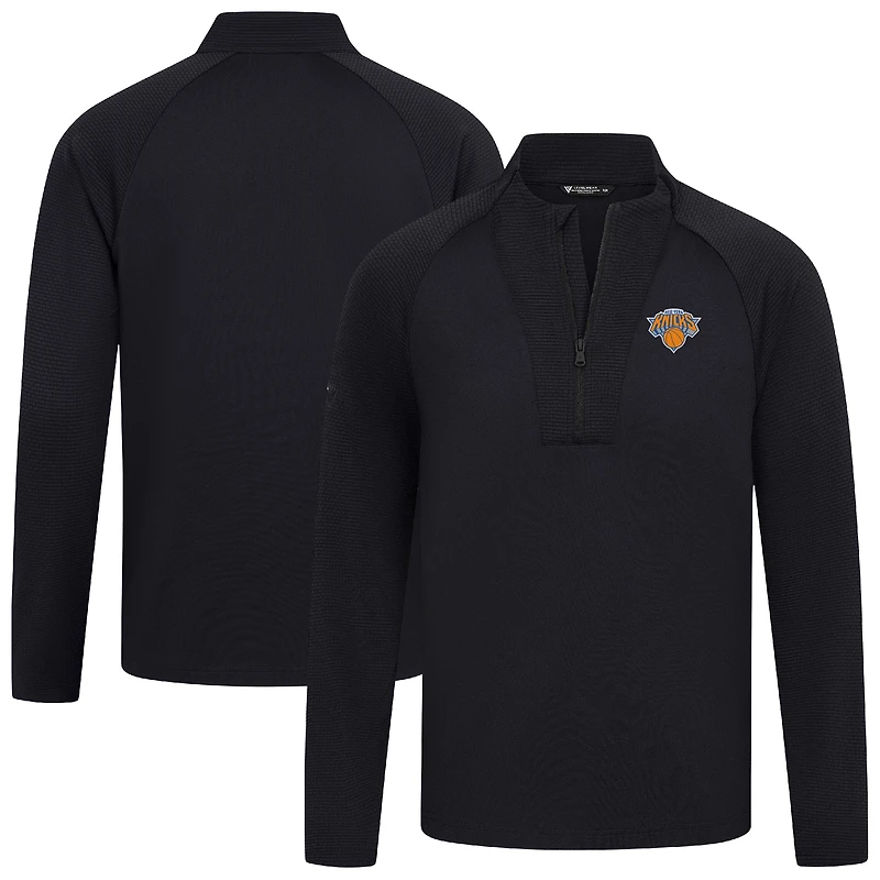 Haut de volley noir Levelwear pour homme, modèle à quart zip, des New York Knicks