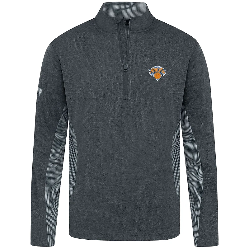 Men's Levelwear Heather Black New York Knicks Waffle Insignia 2.0 Quarter-Zip Top