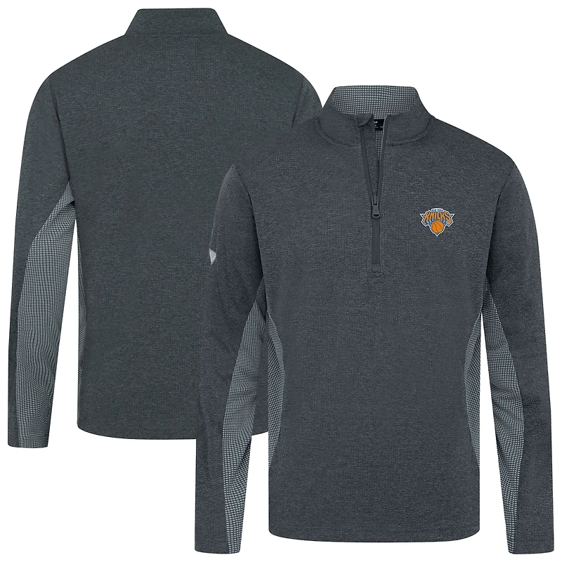 Men's Levelwear Heather Black New York Knicks Waffle Insignia 2.0 Quarter-Zip Top